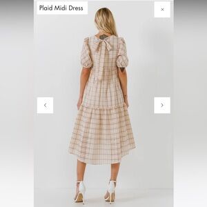 NWT English Factory PLAID MIDI DRESS in Cream Size S